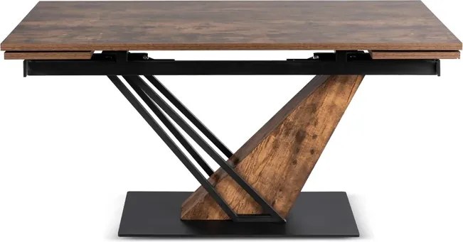 Stół Rozkładany Prostokątny REX 160-220 cm Dąb Rustykalny/Czarny do Jadalni Nowoczesny Loft