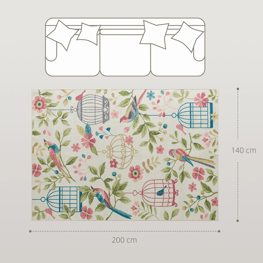 HOMCOM Dywan wiejski, wszechstronny, poliester, łatwa pielęgnacja, antypodłogowy, kolorowy