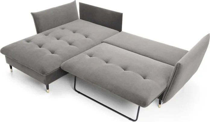 Narożnik GLAM Lewostronny z funkcją spania, zestaw z poduszkami wolnostojący tkanina RIVIERA 91 Szary DOMO HOME