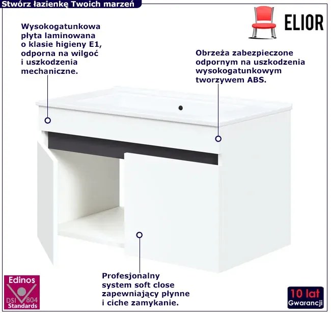 Wisząca szafka łazienkowa biały + antracyt B6-W03