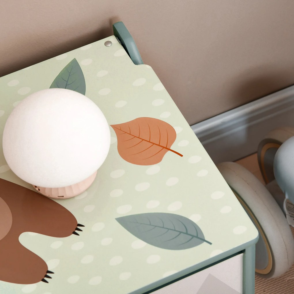 ZONEKIZ Skrzynka do Przechowywania, Skrzynia na Zabawki, Pokrywa na Zawiasie, Uroczy Motyw, Zielona