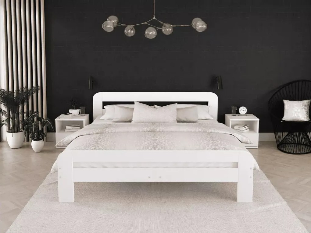 Łóżko drewniane ze stelażem Tresi 90x200-180x200 sosna białe szare
