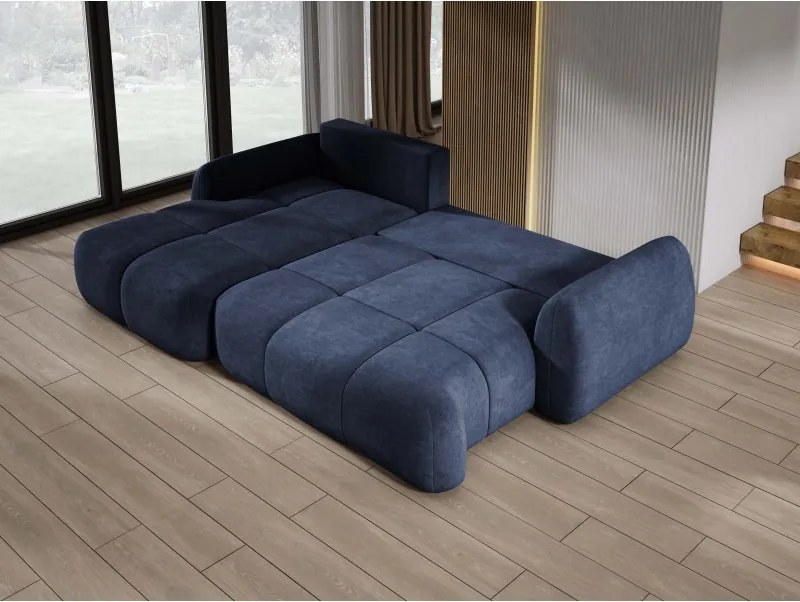 Narożnik COCO z funkcją spania, poduszkami i pojemnikiem Cloud 79 Ciemno Niebieski