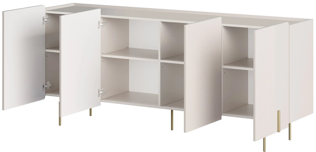 Komoda Malmi 200 cm czterodrzwiowa - kaszmir / złote nóżki