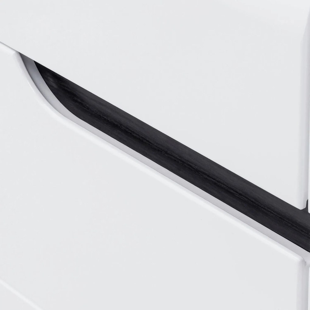 Komoda Trzydrzwiowa z Szufladą do Salonu IVORY Biała / Biały połysk 152 cm Nowoczesna