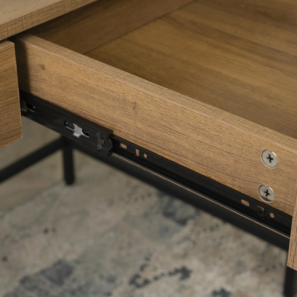 Biurko do Gabinetu z Szufladami ALLY 123 cm Orzech/Czarny Nowoczesne Loft