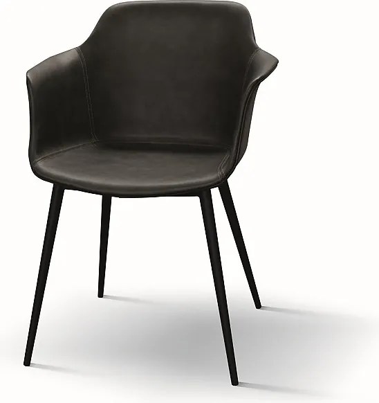 Zestaw 4 krzeseł ze sztucznej skóry w kolorze antracytowym - CANNES