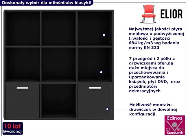 Czarny minimalistyczny regał - Nero 3X