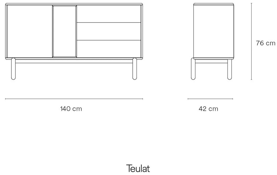 Ciemnoszara niska komoda 137x76 cm Corvo – Teulat