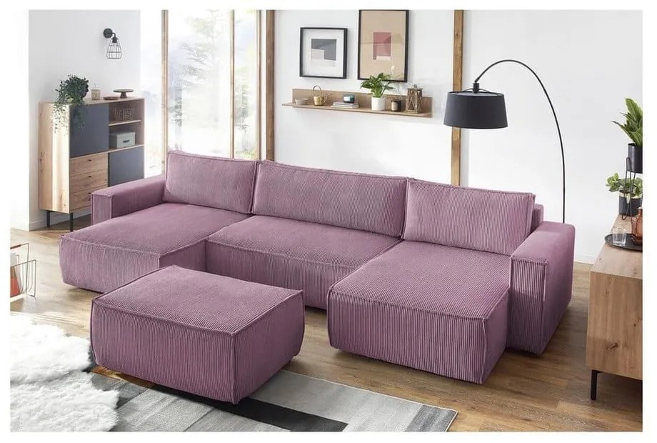 Różowy sztruksowy puf Nihad – Bobochic Paris