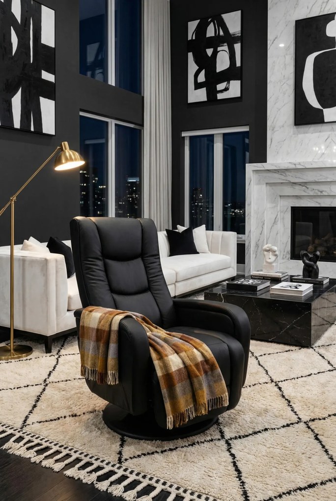 Czarny elegancki fotel masujący obrotowy - Rara 4X