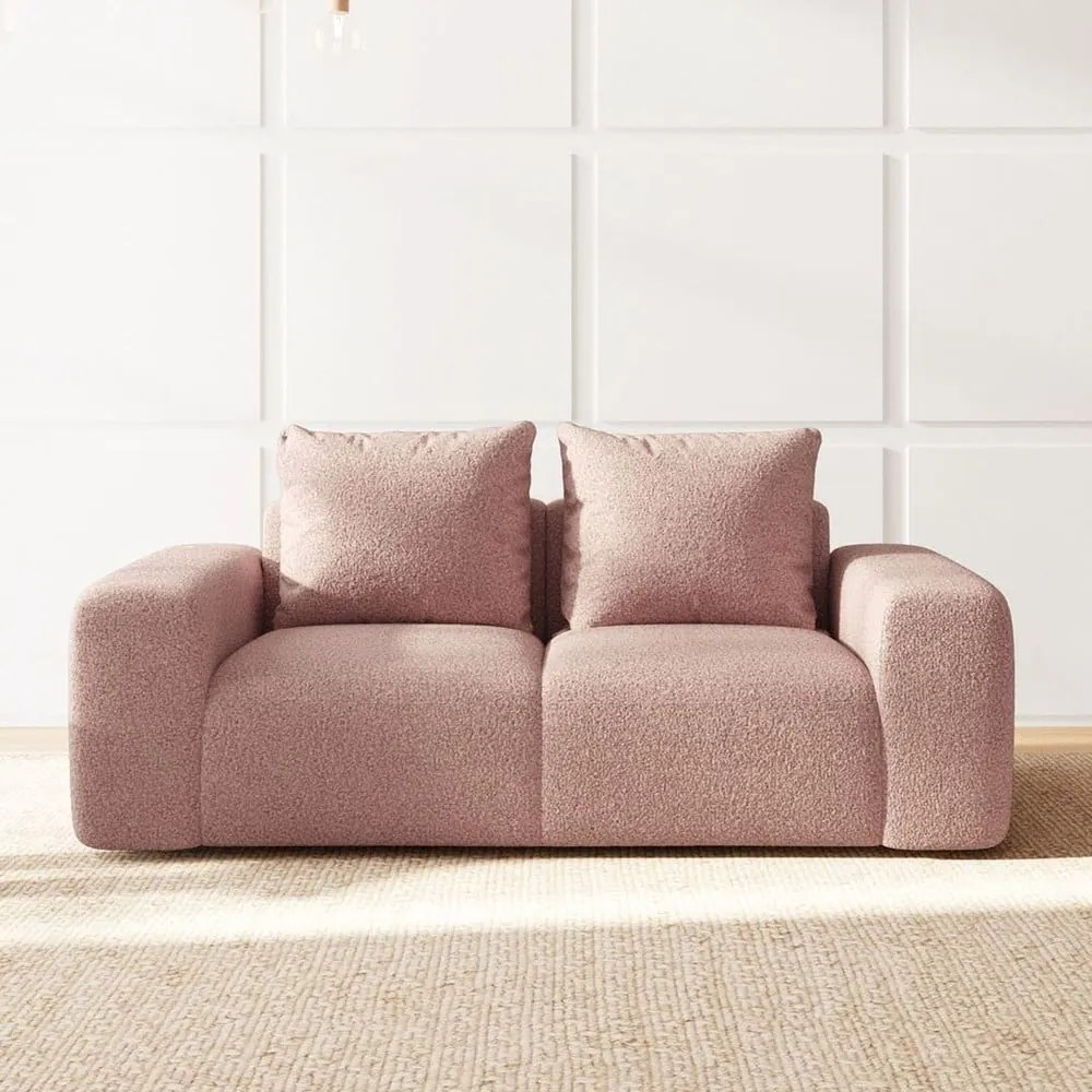 Różowa sofa z materiału bouclé 212 cm Monce – Rodier