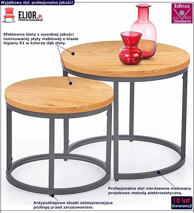 Zestaw dwóch stolików w stylu loft - R0-F21