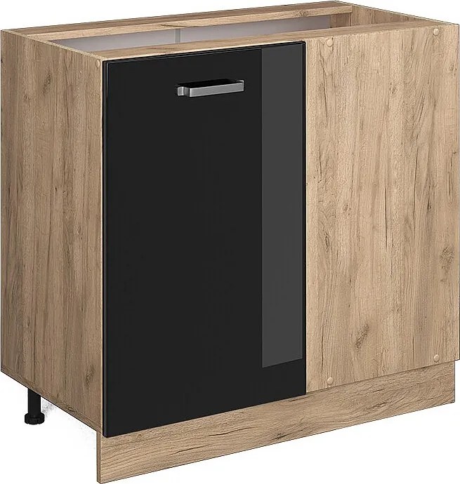 Szafka narożna czarny wysoki połysk 86x46x81.6 r-line