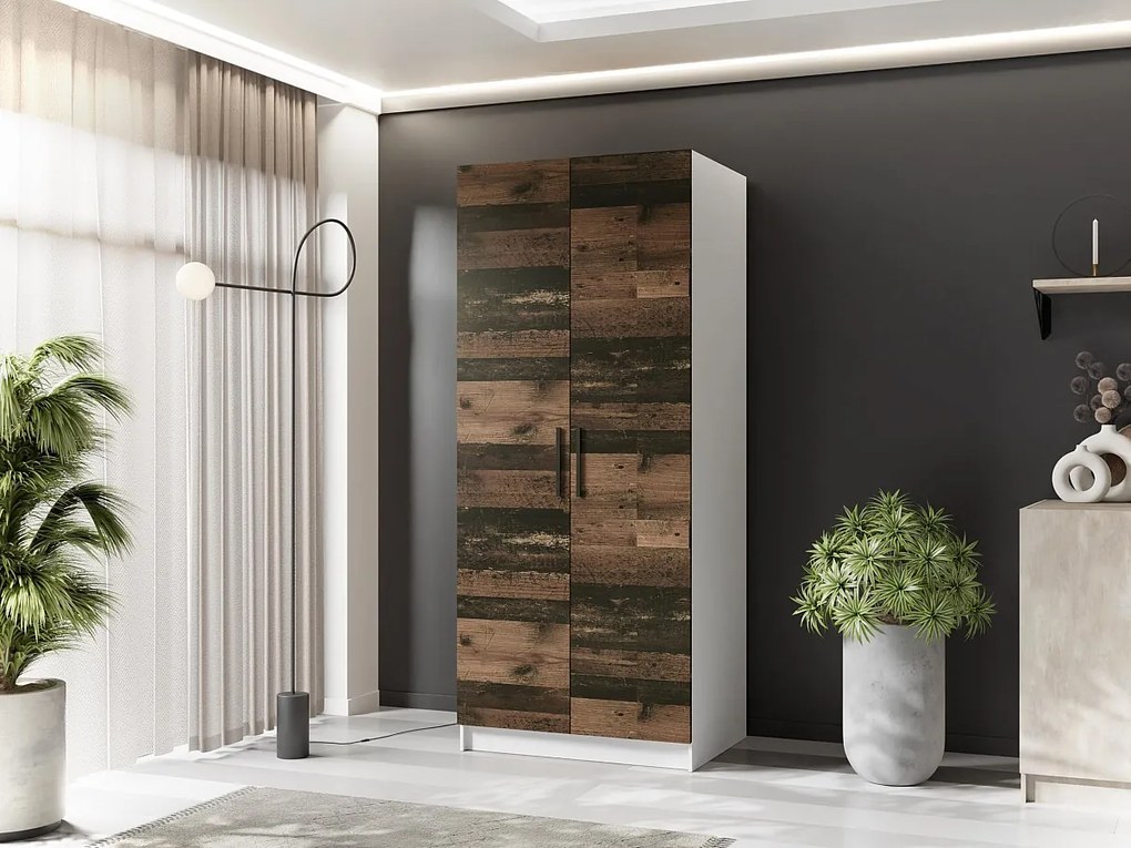 Szafa dwudrzwiowa GOLD 2D 78 biały + oldstyle