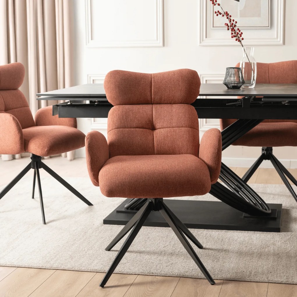 Krzesło Tapicerowane Obrotowe ALVARO Rude Nowoczesne