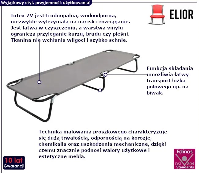 Szary pojedynczy leżak składany - Imet
