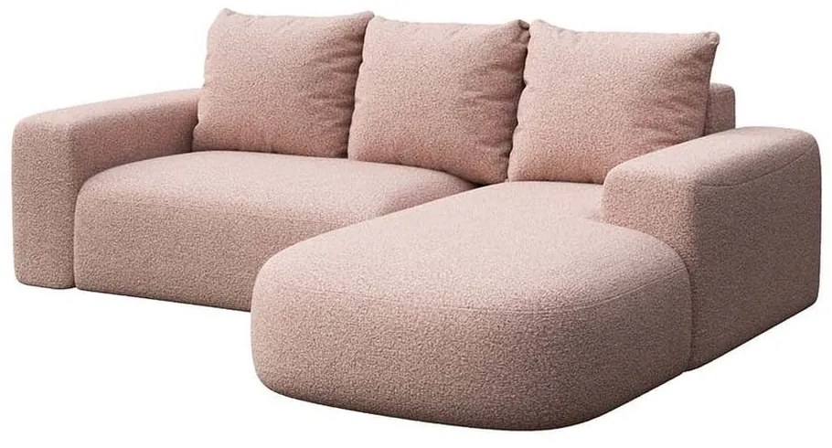Różowy narożnik z materiału bouclé (prawostronny/z szezlongiem) Monce – Rodier