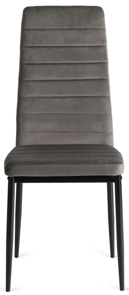 Zestaw Stół Rozkładany SKUBI 120-160 cm Dąb Craft/Czarny i 6 Krzeseł NARIS Szare Welurowe