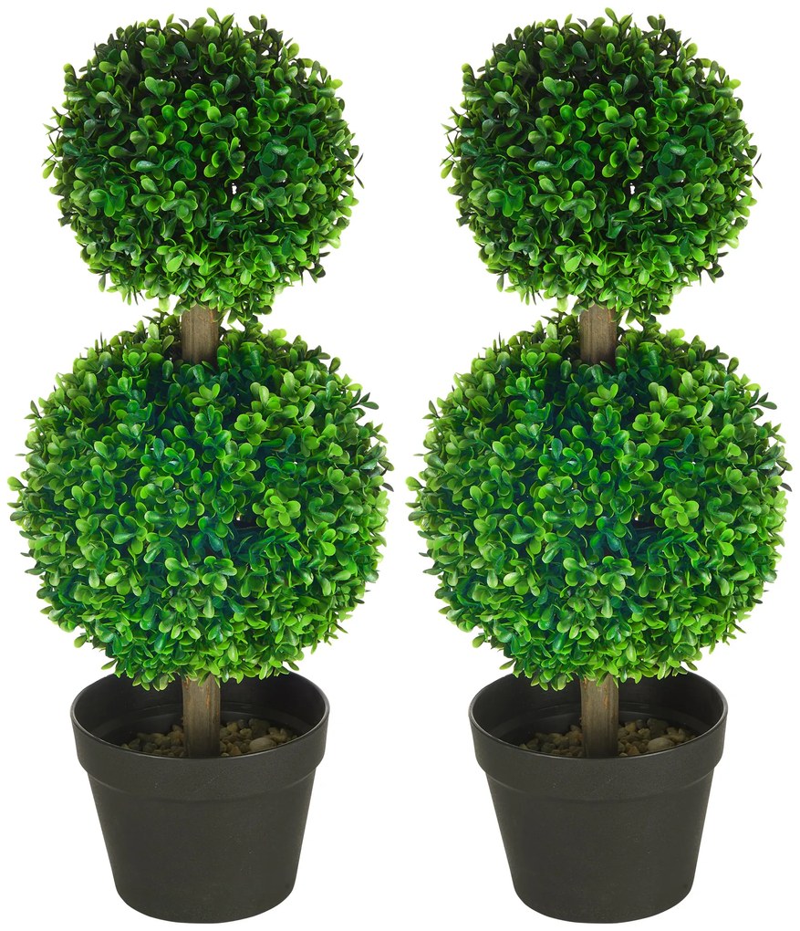 HOMCOM Sztuczna bukszpanowa roślina w zestawie 2 sztuk
