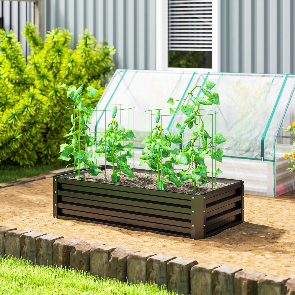 Outsunny Podwyższona Grządka Odporna na Warunki Atmosferyczne z Ocynkowanej Stali z Otwartą Podłogą 120x60x30.5cm Szara | Aosom PL