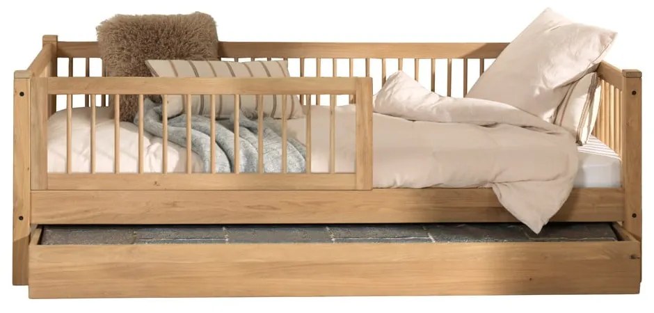 Łóżko dziecięce z litego drewna dębowego z wysuwanym łóżkiem i stelażem 90x200 cm Forrest – Vipack