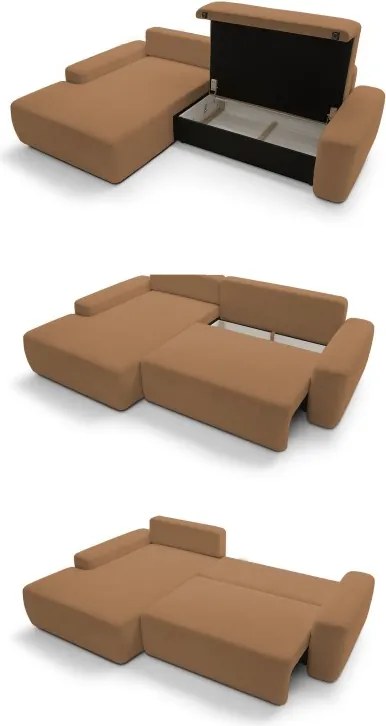 Narożnik BOULI Lewostronny z Elektryczną Regulacją wolnostojący tkanina Raven 44 Pomarańczowy DOMO HOME