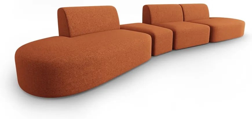 Sofa z tkaniny szenilowej lewostronna w kolorze terakoty 428 cm Paolo – Milo Casa