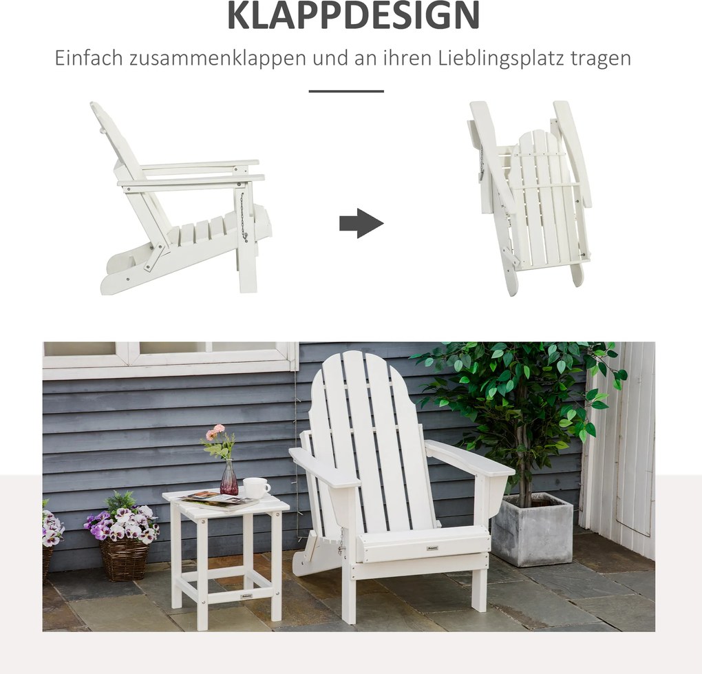 Outsunny krzesło ogrodowe Adirondack kolor biały 75 cm x 87 cm x 93 cm