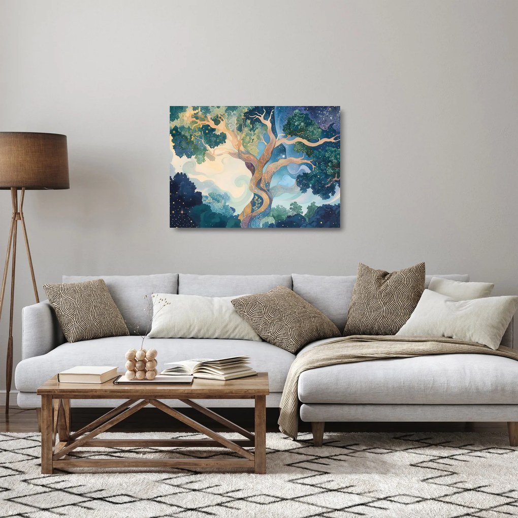 Obraz na szkle – Kosmiczne drzewo (70x50 cm)