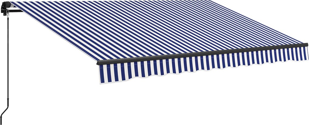 Outsunny Markiza przeciwsłoneczna Markiza tarasowa, w zestawie korba, odporna na warunki atmosferyczne, 350 cm x 290 cm, Niebieski + Biały