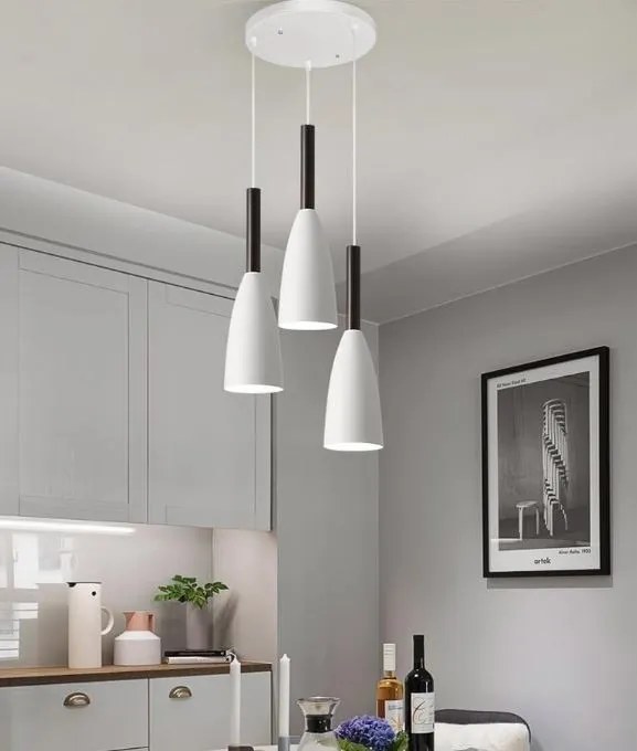 Lampa sufitowa metalowa z kloszem wiszącym AT23-3SZ-Biała