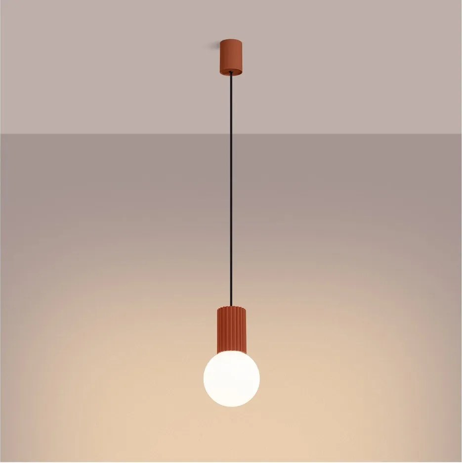 Pomarańczowa lampa wisząca ze szklanym kloszem ø 12 cm Orbital – Sollux