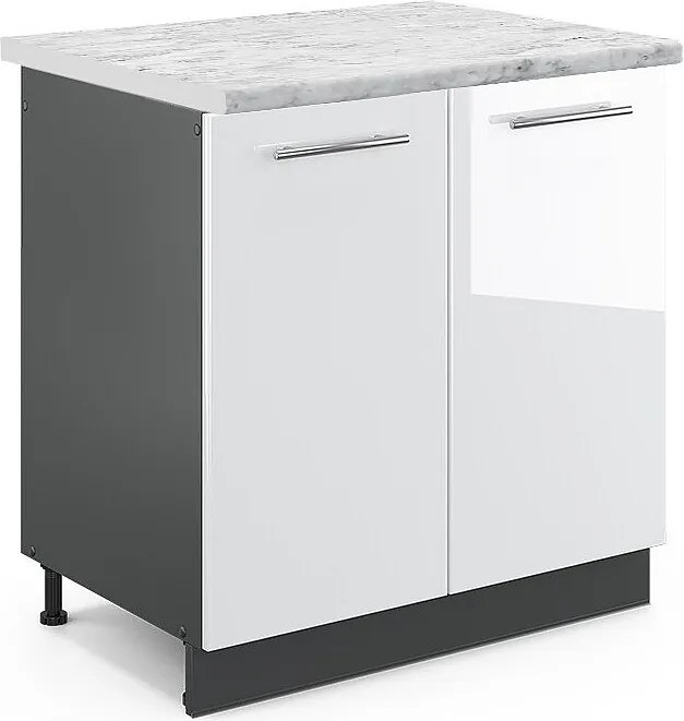 Szafka pod zlew biały wysoki połysk 80x60x82 fame-line