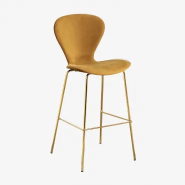 Zestaw 4 Wysokich Stołków Uit ↑75 Cm & Goud & Aksamitny Mostaza & Aksamitny - Sklum