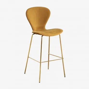 Zestaw 4 Wysokich Stołków Uit ↑75 Cm & Goud & Aksamitny Mostaza & Terciopelo - Sklum