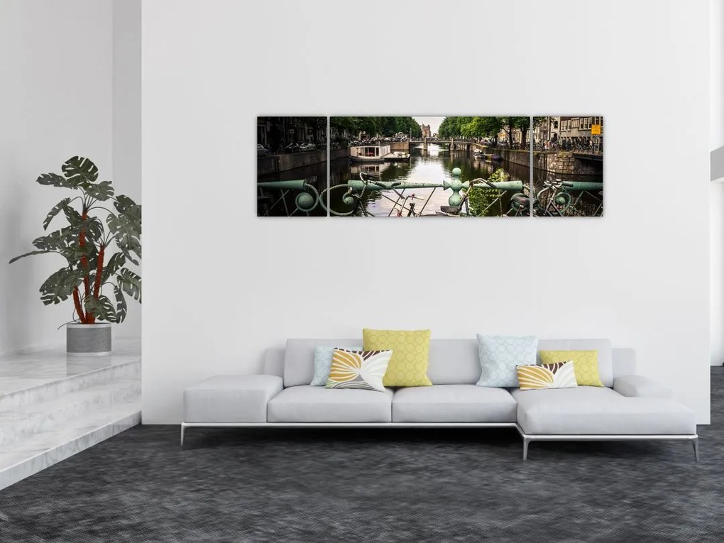 Obraz roweru w mieście (170x50 cm)