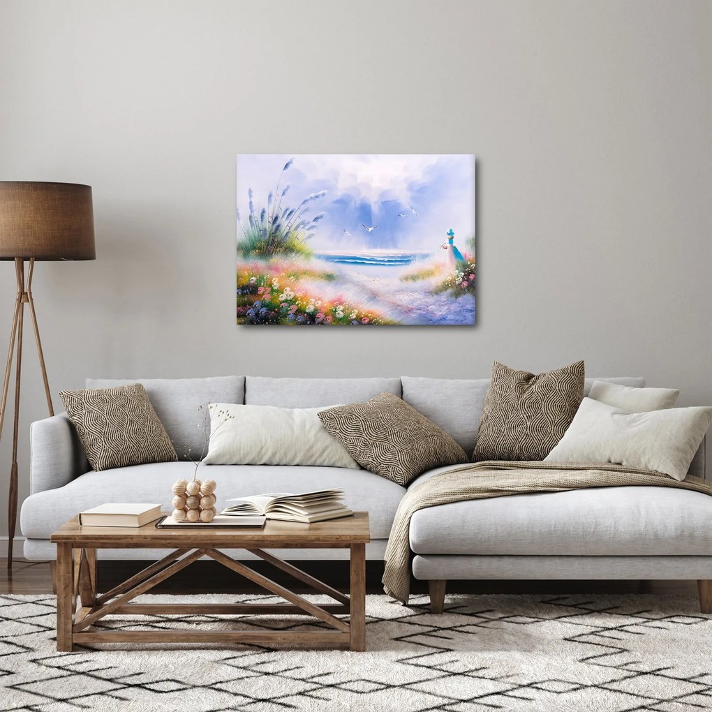 Obraz - Romantyczna plaża, obraz olejny (70x50 cm)