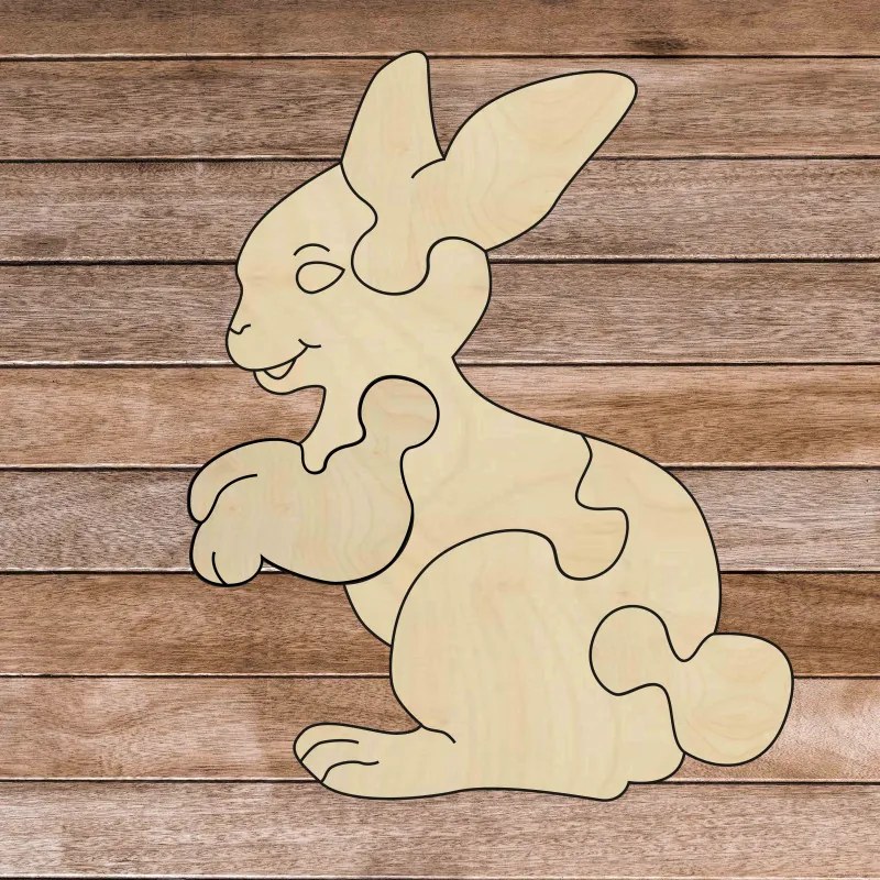 Drewniane puzzle edukacyjne Montessori - Królik | SENTOP H020 Topola