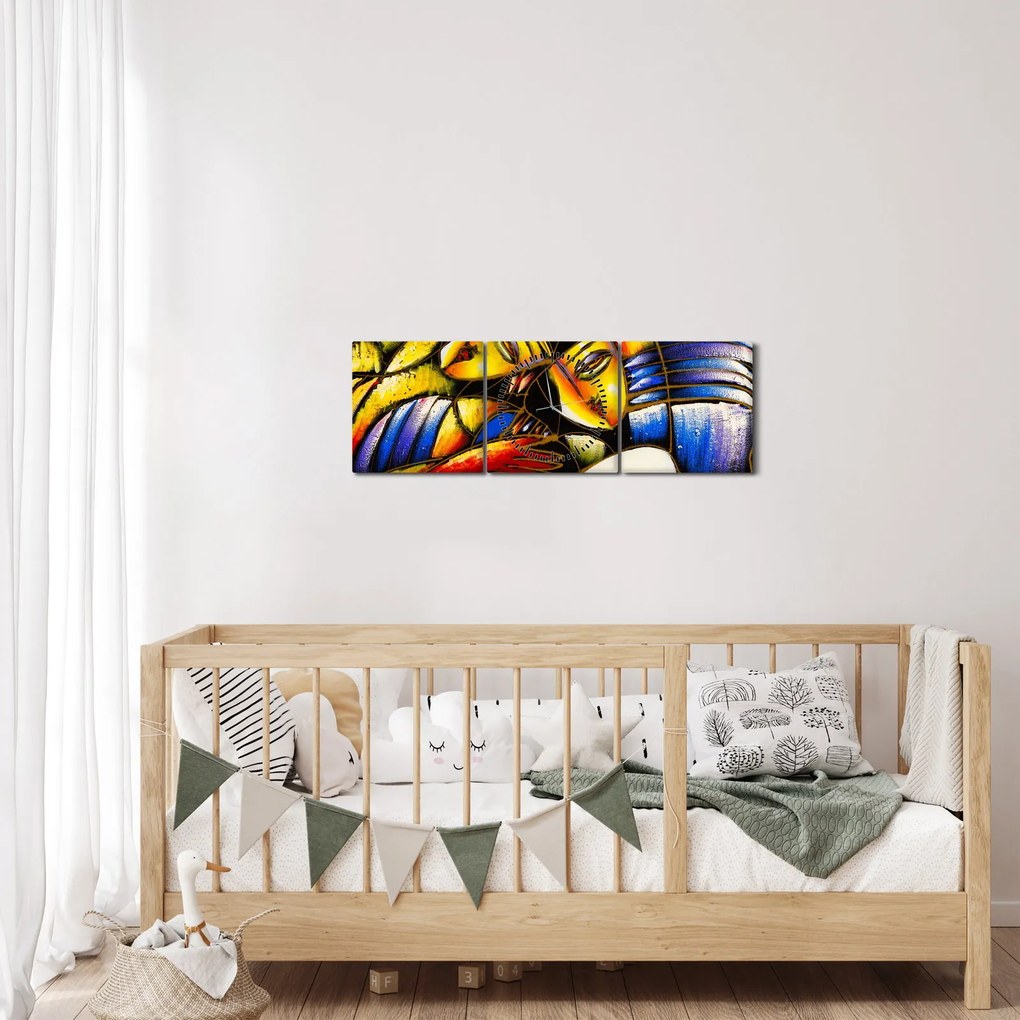 Obraz - Obraz olejny, kochankowie (z zegarem) (90x30 cm)