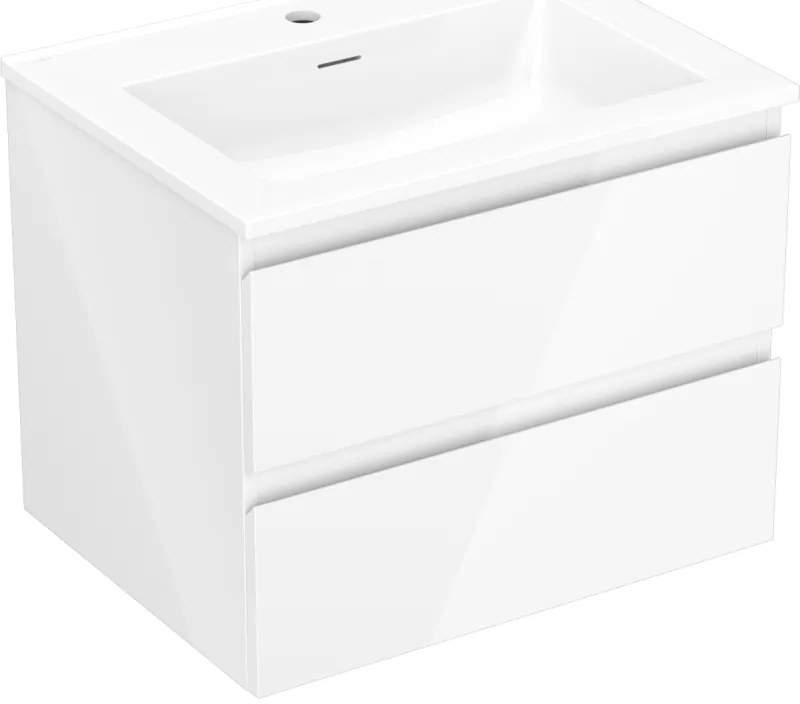 Mexen Orio szafka łazienkowa 60 cm z umywalką Otis, 2 szuflady, biała połysk - 91A10-06047-2-BFF00-W18M00