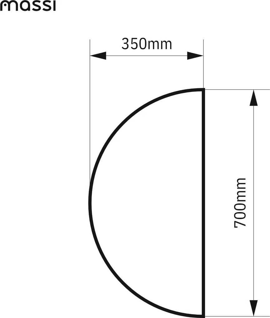 Lustro półokrągłe wiszące bezramowe oszlifowane MOON |Różne rozmiary | Różne kolory szkła : Kolor tafli szkła - Srebrny, Rozmiar - 70 x 35 cm