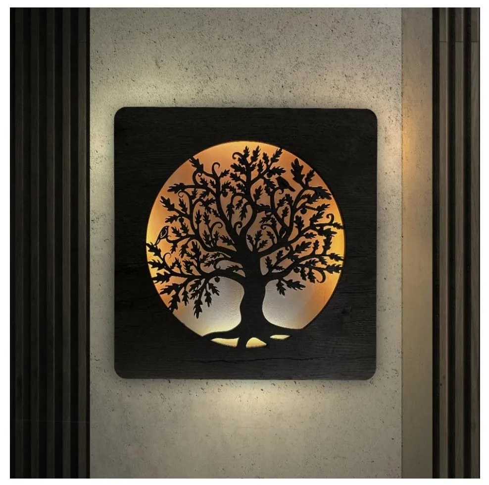 Li-Go 5275/DUB2 - Dekoracja ścienna LED/10W/5V 20000 mAh 42x42 cm dąb + pilot