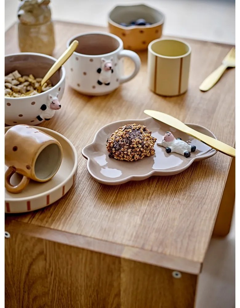 Biało-brązowa kamionkowa miska dla dzieci ø 14 cm Dolly – Bloomingville Mini