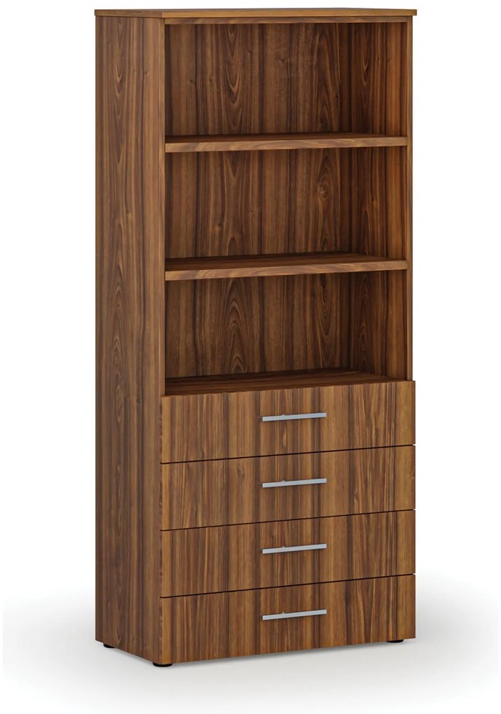 Szafa biurowa z szufladami PRIMO WOOD, 800 x 420 x 1781 mm, orzech