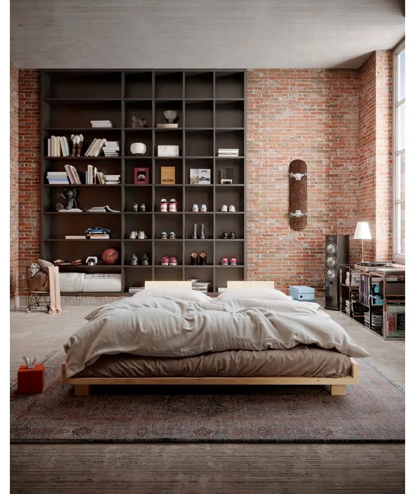 Łóżko dwuosobowe z litego drewna sosnowego ze stelażem 140x200 cm Social Bed – Karup Design