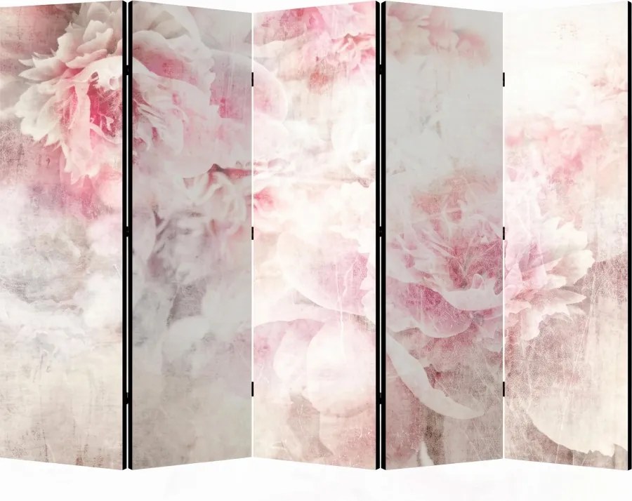 Parawan pokojowy 5-częściowy 225x172 Jednostronny dekoracyjny romantic shabby chic Piwonie W Bieli