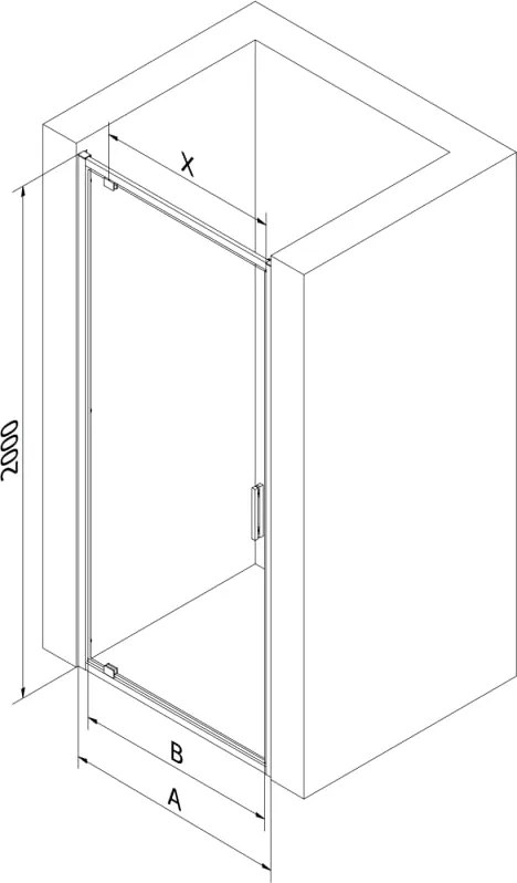 Mexen Exo drzwi prysznicowe uchylne 60 cm, transparent, czarne - 8181-060-000-70-00