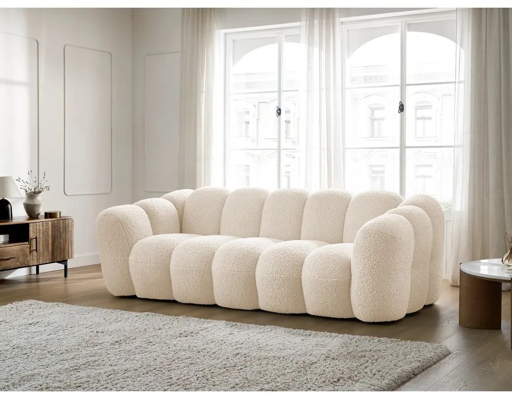 Beżowa sofa z materiału bouclé 232 cm Hippolyte – Bobochic Paris