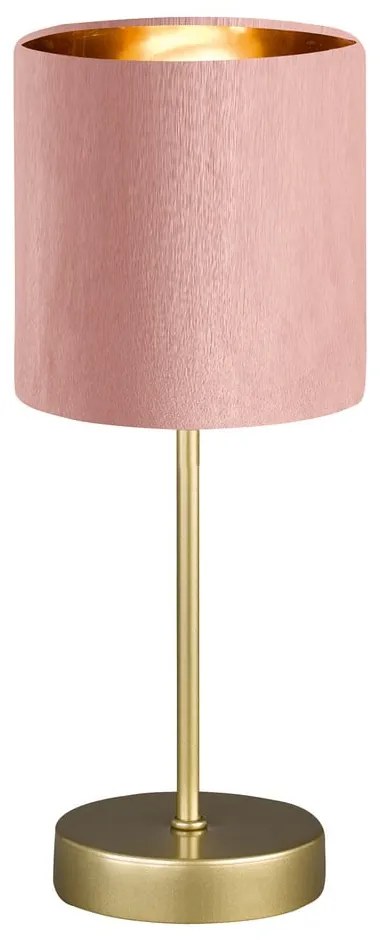 Metalowa lampa stołowa w różowo-złotym kolorze z tekstylnym kloszem (wysokość 34 cm) Aura – Fischer &amp; Honsel